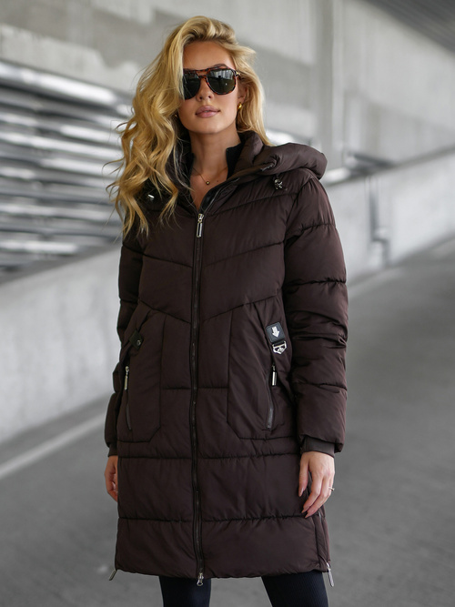 Chaqueta de mujer en chocolate OZONEE JS/16M9302/158