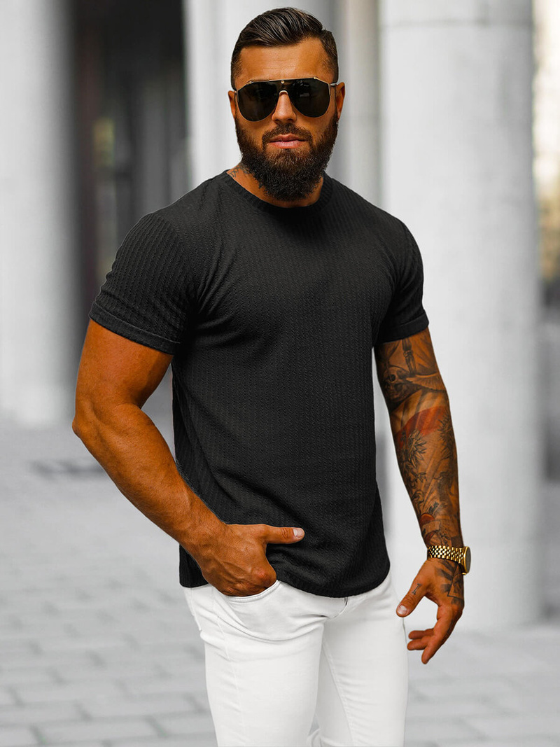 Camiseta de hombre negras OZONEE O/7766T