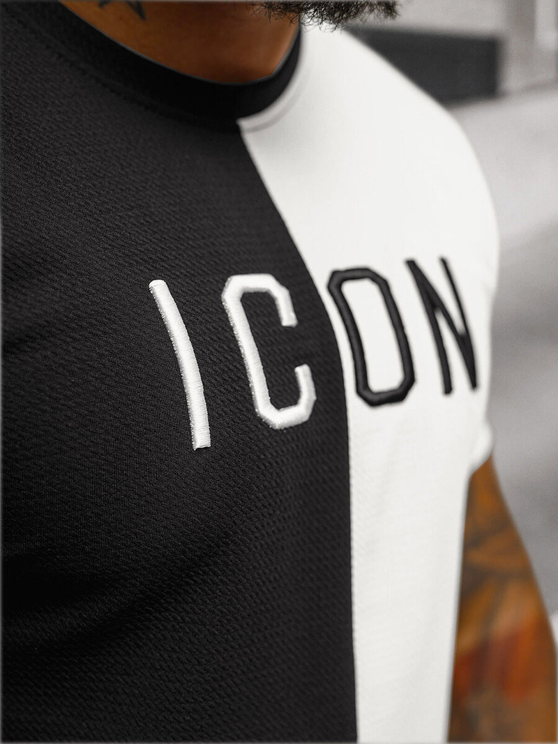 Camiseta de hombre negro-blanco OZONEE O/7776T