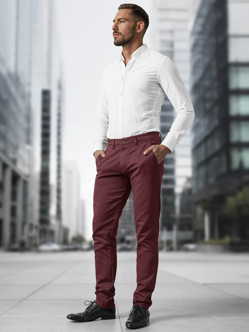 Pantalón chino de hombre burdeos OZONEE V/5100