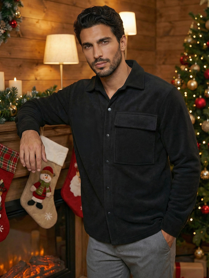 Camisa de hombre negra OZONEE O/GOM23040Z