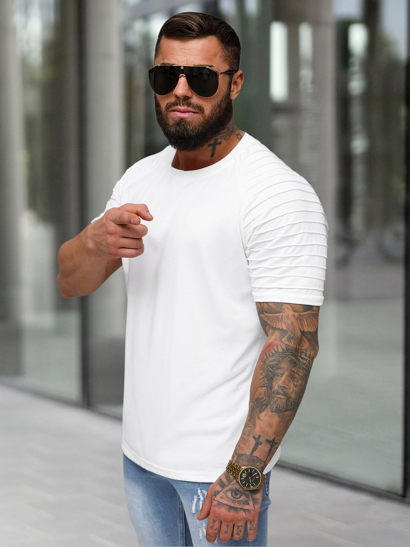 Camiseta de hombre blanco OZONEE JS/8T88/1Z