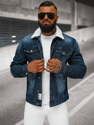 Chaqueta vaquera de hombre sherpa azul oscuro OZONEE NB/MJ516BSZ