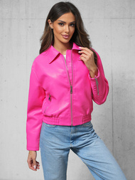 Chaqueta de cuero para mujer rosa OZONEE O/G116