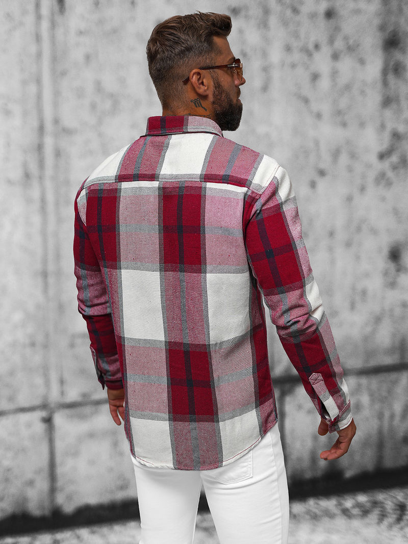 Camisa de hombre burdeos OZONEE NB/MC727R