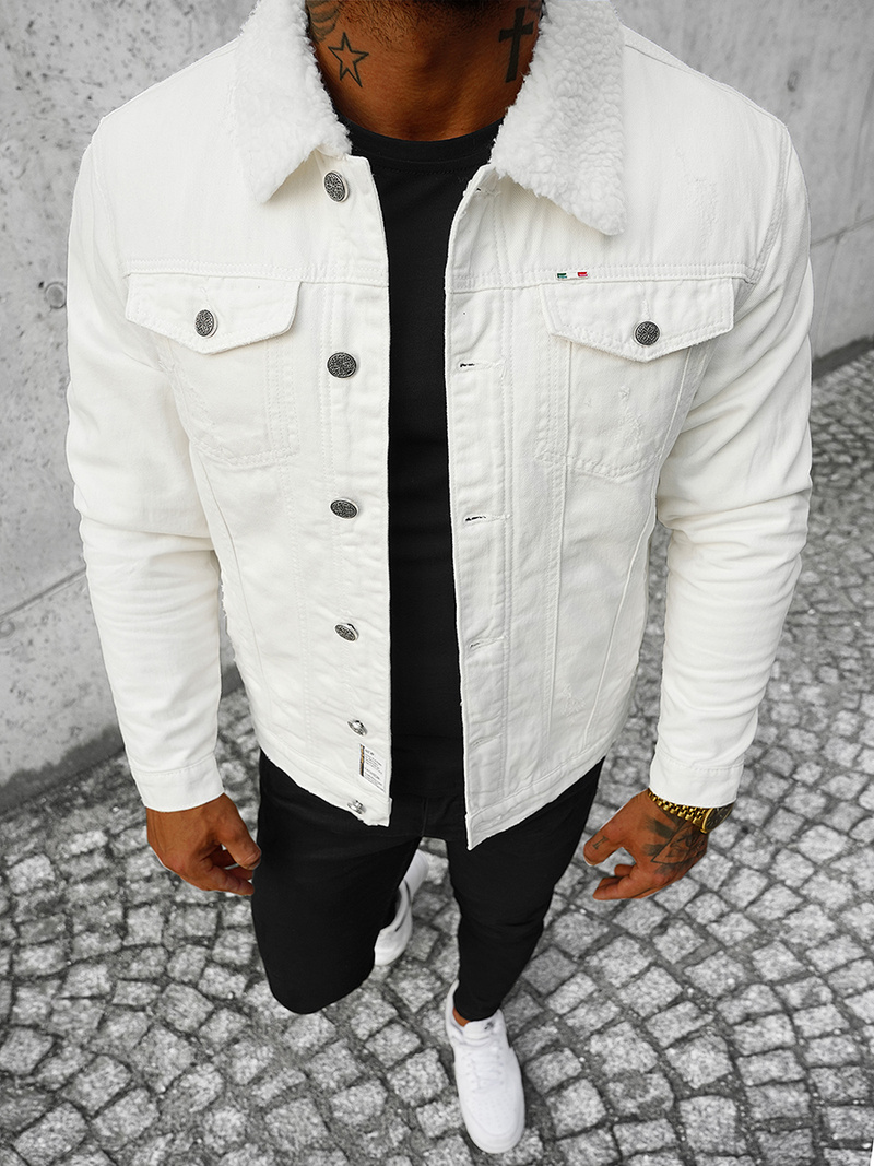 Chaqueta vaquera de hombre sherpa blanca OZONEE NB/MJ541
