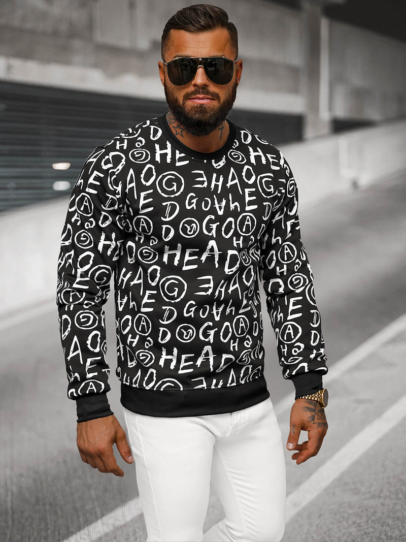 Sudadera de hombre negra OZONEE JS/8B1221/3