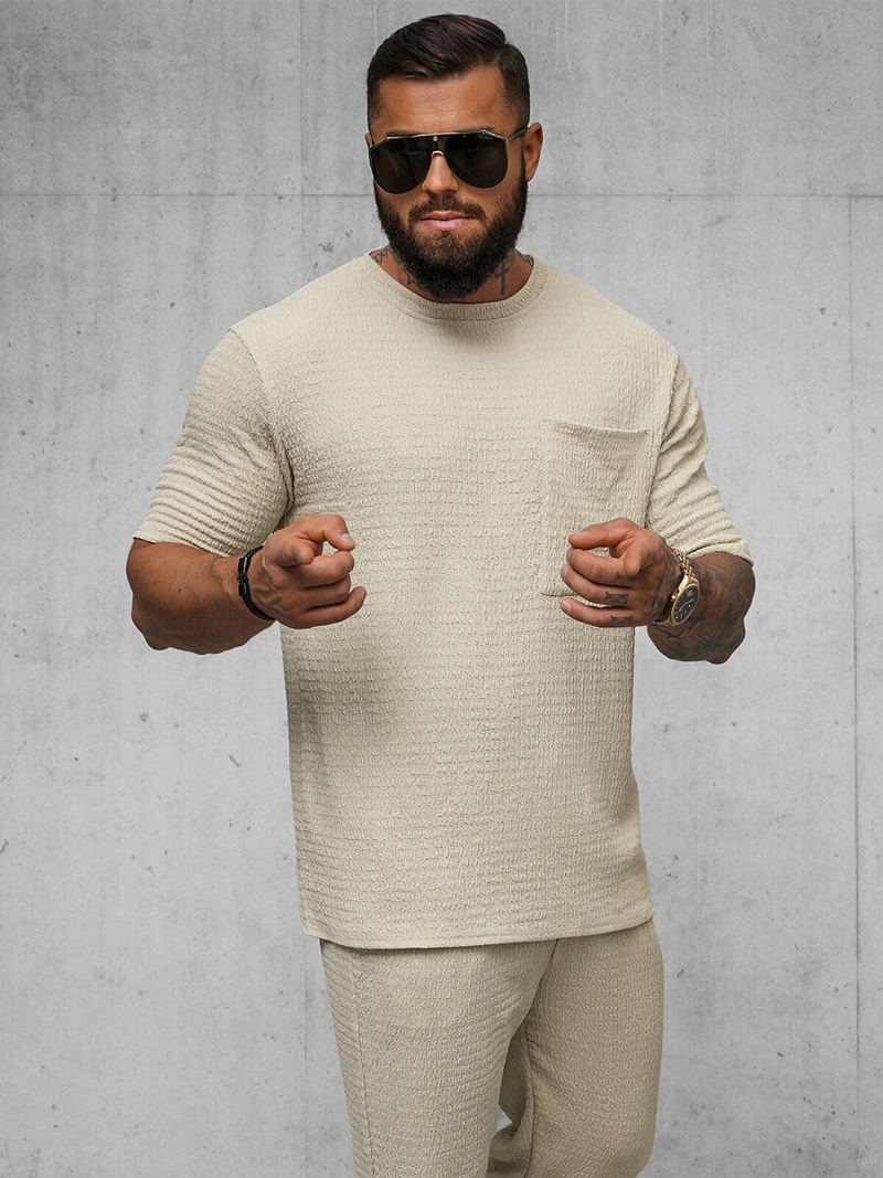 Camiseta de hombre beige OZONEE O/Y960T