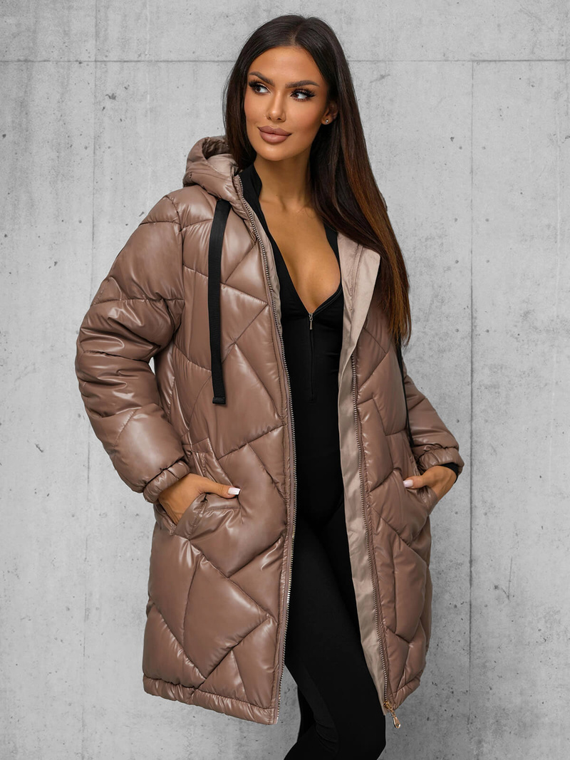 Chaqueta de mujer camel OZONEE JS/5M3189/84Z