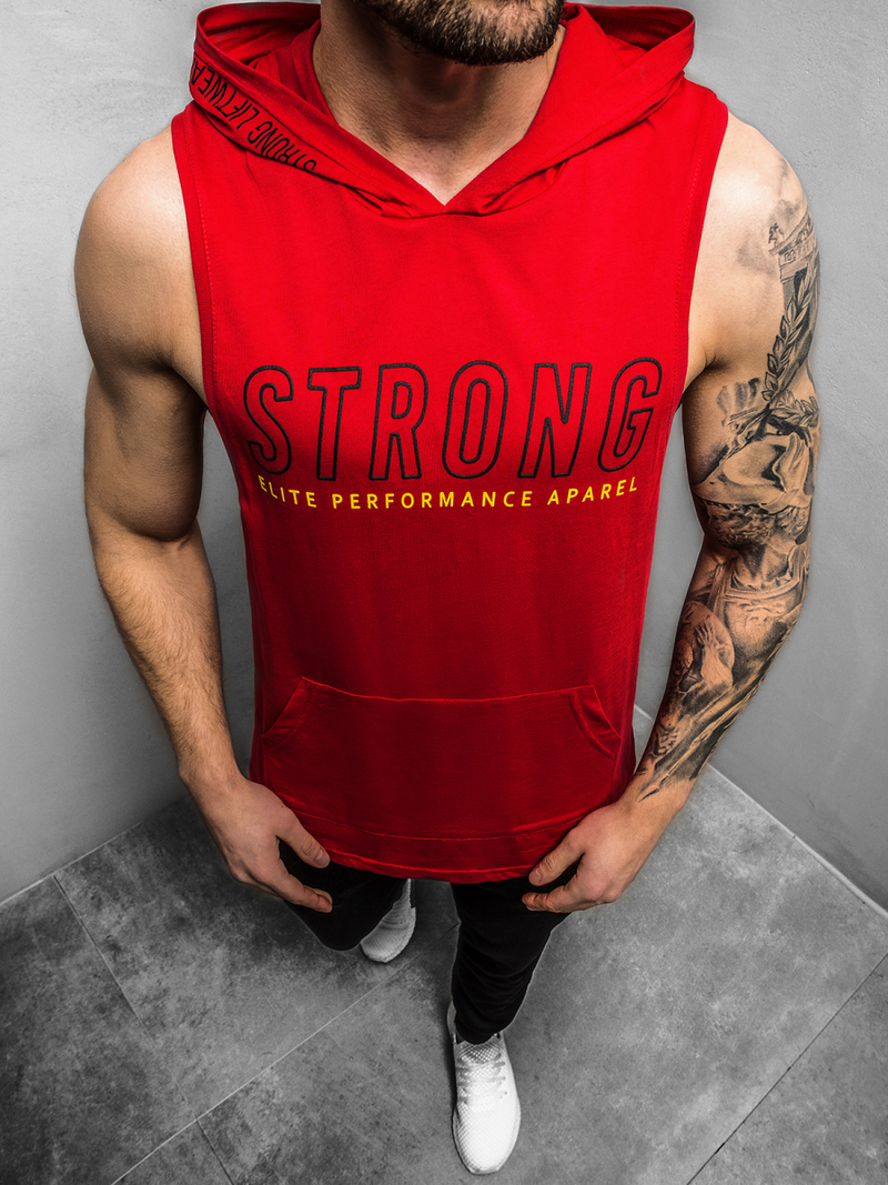 Camiseta sin mangas de hombre roja OZONEE MAD/2992Z