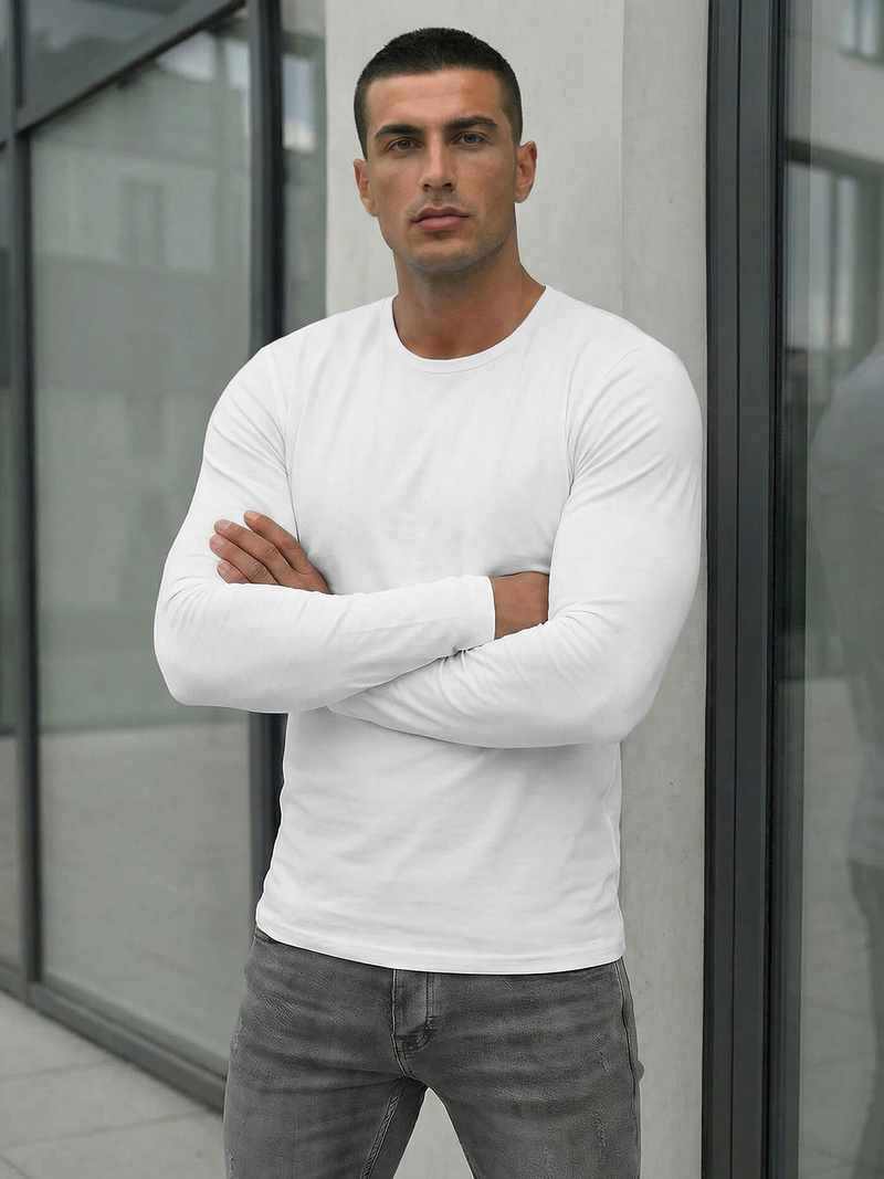 Camiseta de manga larga de hombre blanca OZONEE JS/DB71/2