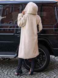 Chaqueta de invierno de piel para mujer beige OZONEE JS/11Z8250