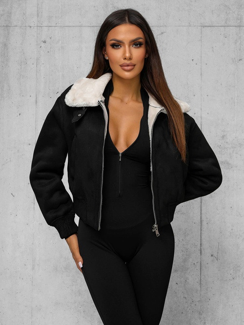 Chaqueta de mujer negro-blanca OZONEE O/81326Z