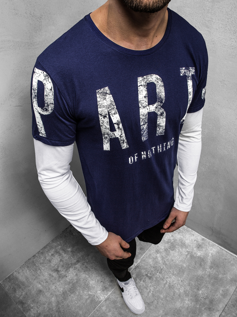 Camiseta de manga larga de hombre azul marino OZONEE O/1292Z