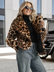 Chaqueta de mujer beige-marrón OZONEE JS/61M8500/158