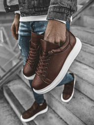Sneakers altas de hombre marrón-blanco OZONEE CH/257