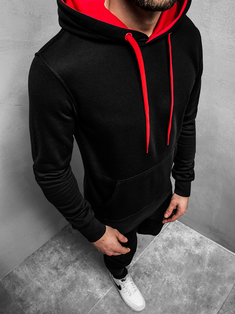 Sudadera de hombre negra-roja OZONEE JS/2011Z