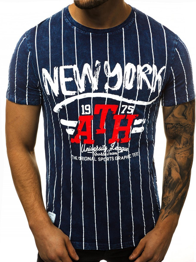 Camiseta de hombre azul marino OZONEE HFM/017