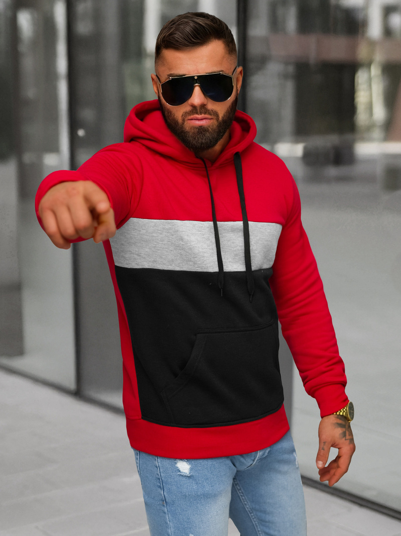 Sudadera de hombre roja OZONEE JS/8B1320/18