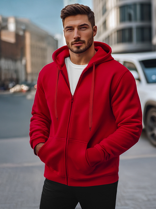 Sudadera de hombre rojo oscuro OZONEE JS/2008Z