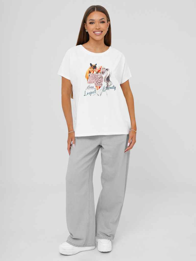 Camiseta de mujer blanco OZONEE JS/95T2575/1