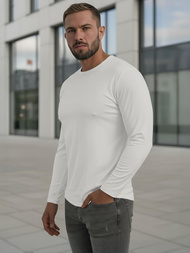 Camiseta de manga larga de hombre blanca OZONEE JS/DB71/2