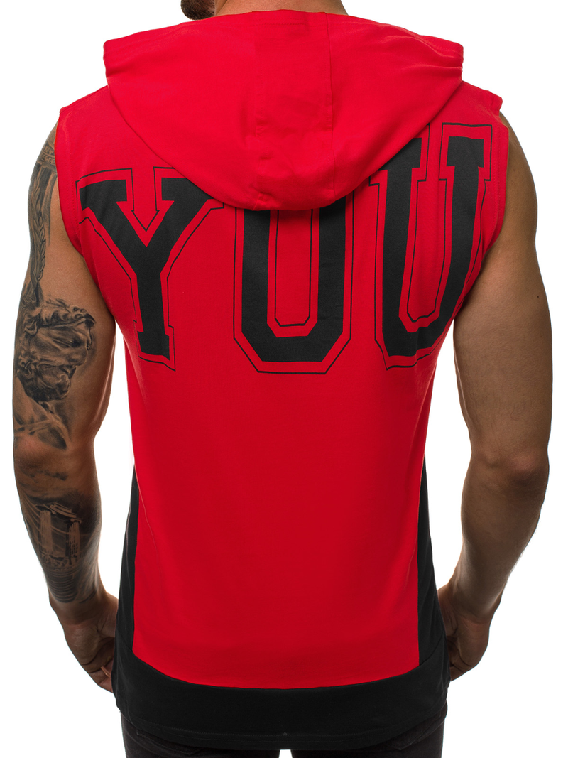 Camiseta sin mangas de hombre roja OZONEE B/60042Z