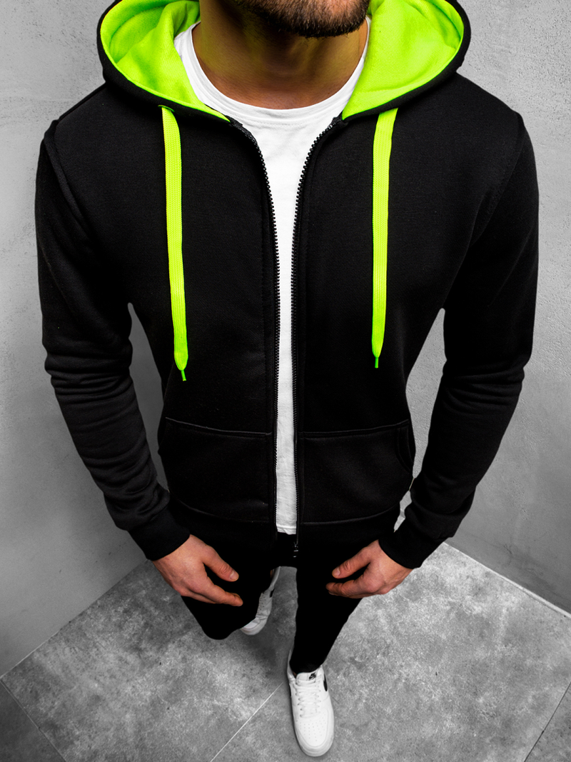 Sudadera de hombre negra-aguamarina OZONEE JS/2013Z