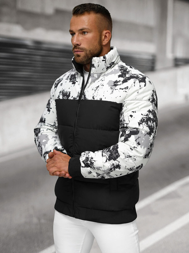 Chaqueta de invierno de hombre blanco-negro OZONEE JS/31M5030/392