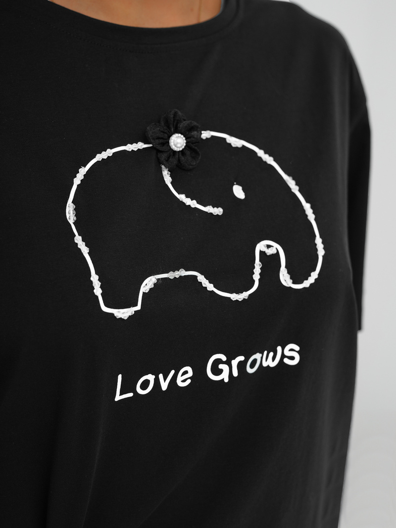 Camiseta de mujer negra OZONEE JS/RJ77247