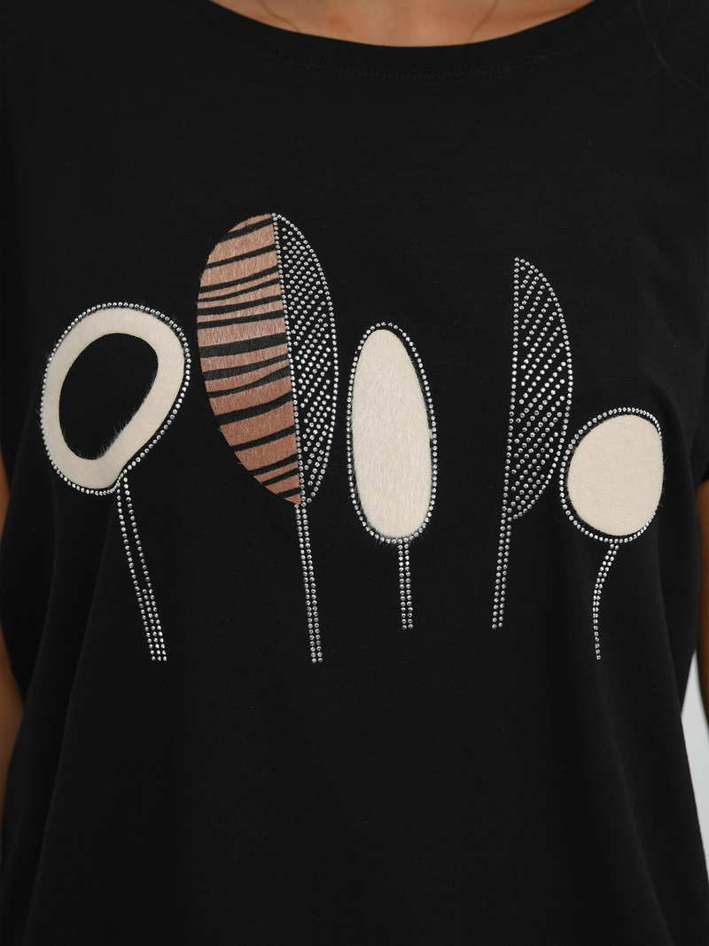 Camiseta de mujer negra OZONEE JS/95T2566/3