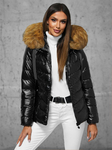 Chaqueta de mujer negro-marrón OZONEE JS/5M3138/392B