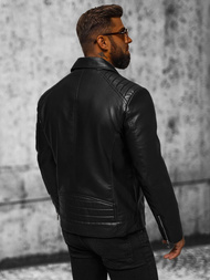 Chaqueta de cuero de hombre negra OZONEE JS/11Z8056