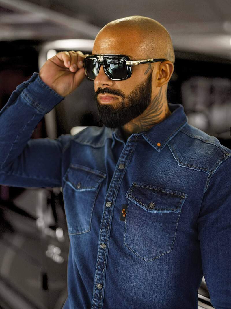 Camisa vaquera de hombre azul OZONEE O/51410