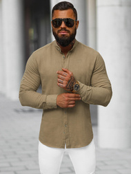 Camisa de hombre beige oscuro OZONEE O/V112