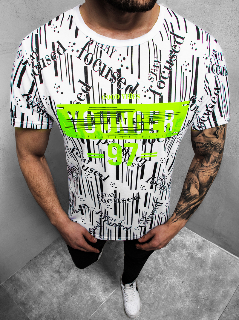 Camiseta de hombre blanco OZONEE JS/KS1993Z