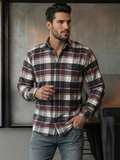 Camisa de hombre burdeos OZONEE V/V174Z