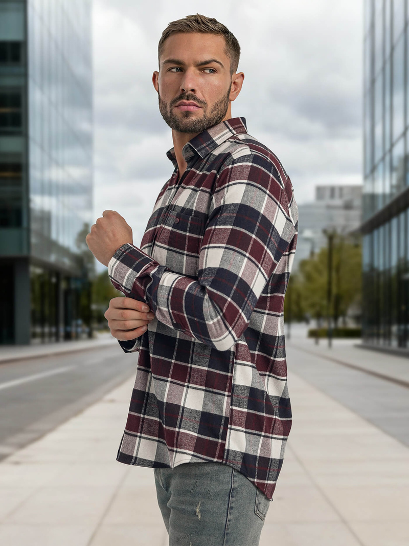 Camisa de hombre burdeos OZONEE V/V174