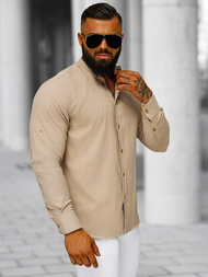Camisa de hombre beige OZONEE O/V123
