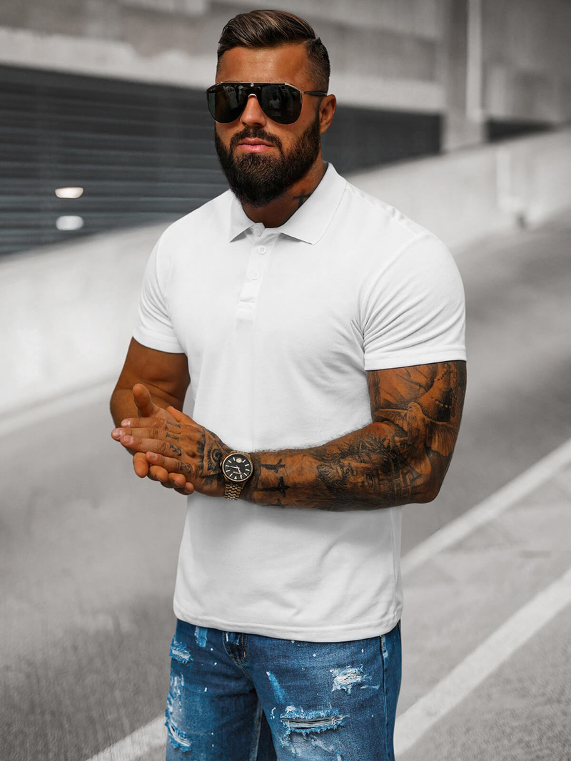 Polo de hombre blanca OZONEE JS/8T80/1Z