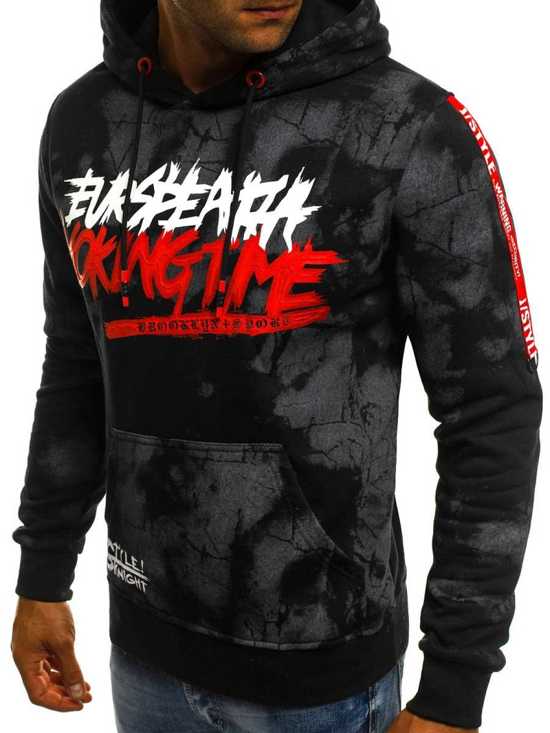 Sudadera de hombre negra OZONEE JS/DD210Z