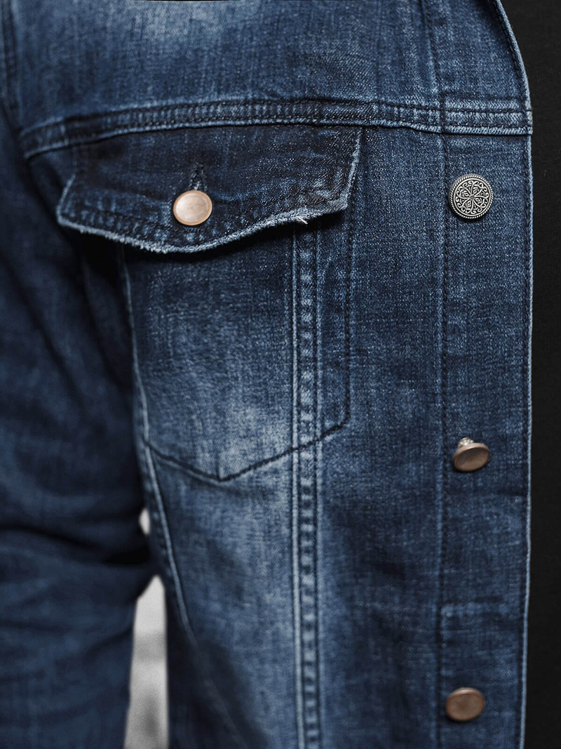 Chaqueta vaquera de hombre sherpa azul oscuro OZONEE NB/MJ516BSZ