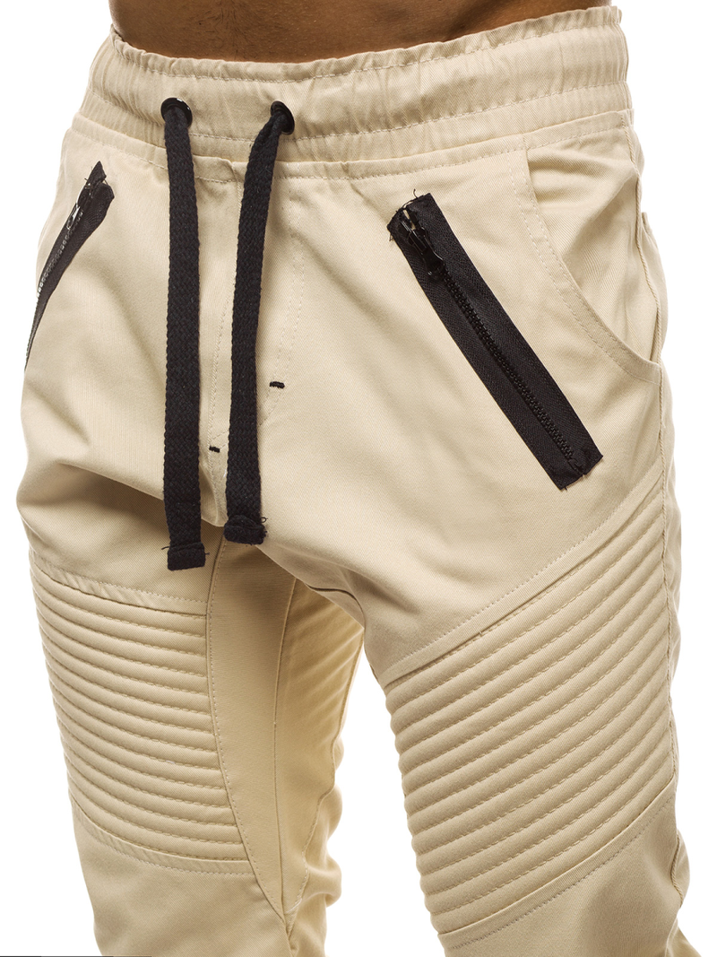 Pantalón chino jogger de hombre beige OZONEE A/0952