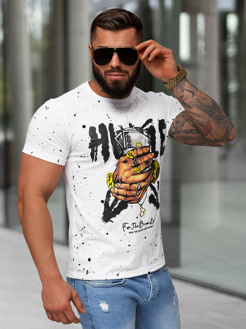 Camiseta de hombre blanco OZONEE JS/8B1389/1