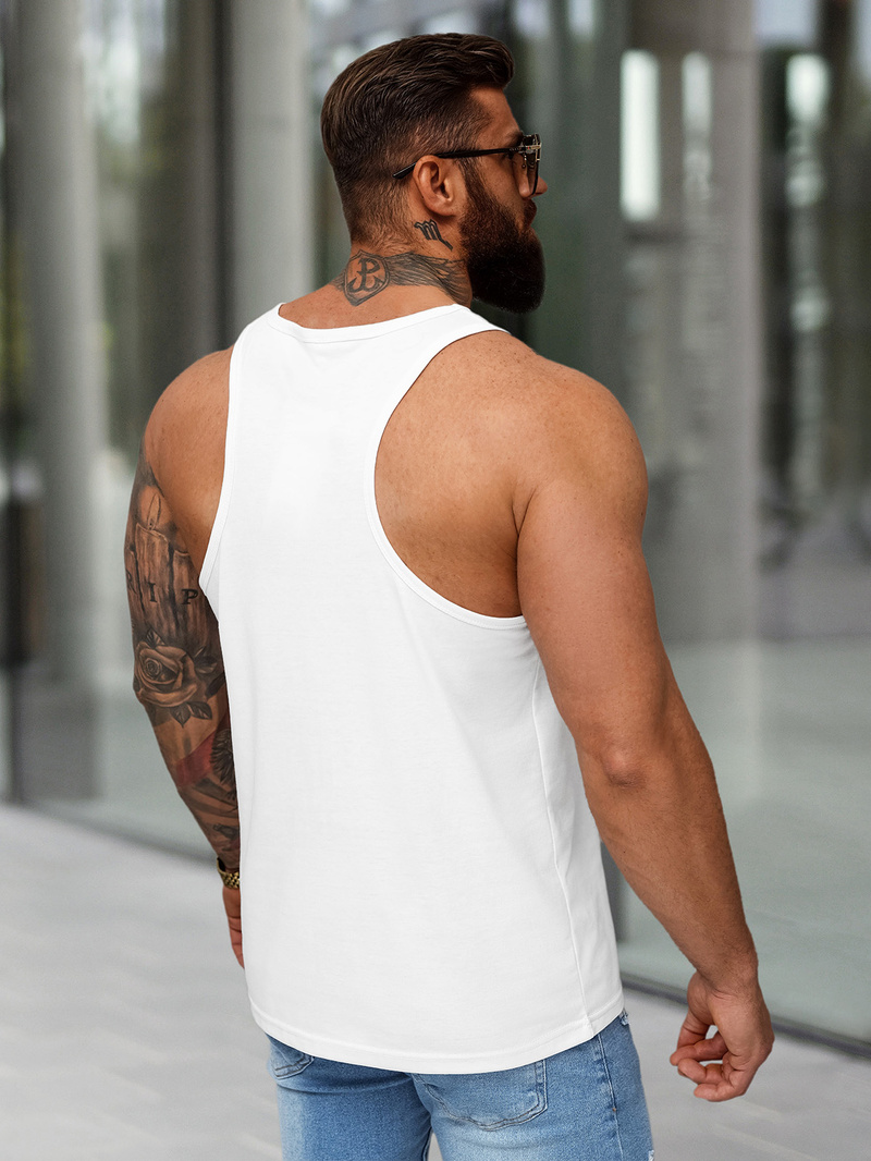 Camiseta sin mangas de hombre blanco OZONEE JS/99002Z