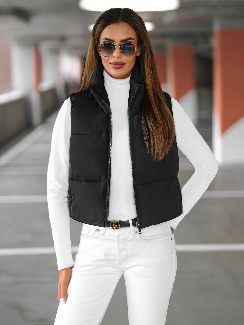 Chaleco de mujer negra OZONEE JS/16M9079/392Z