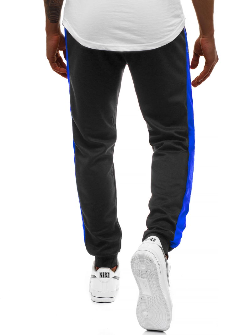 Pantalón de chándal de hombre negro-azul OZONEE JS/JZ11003