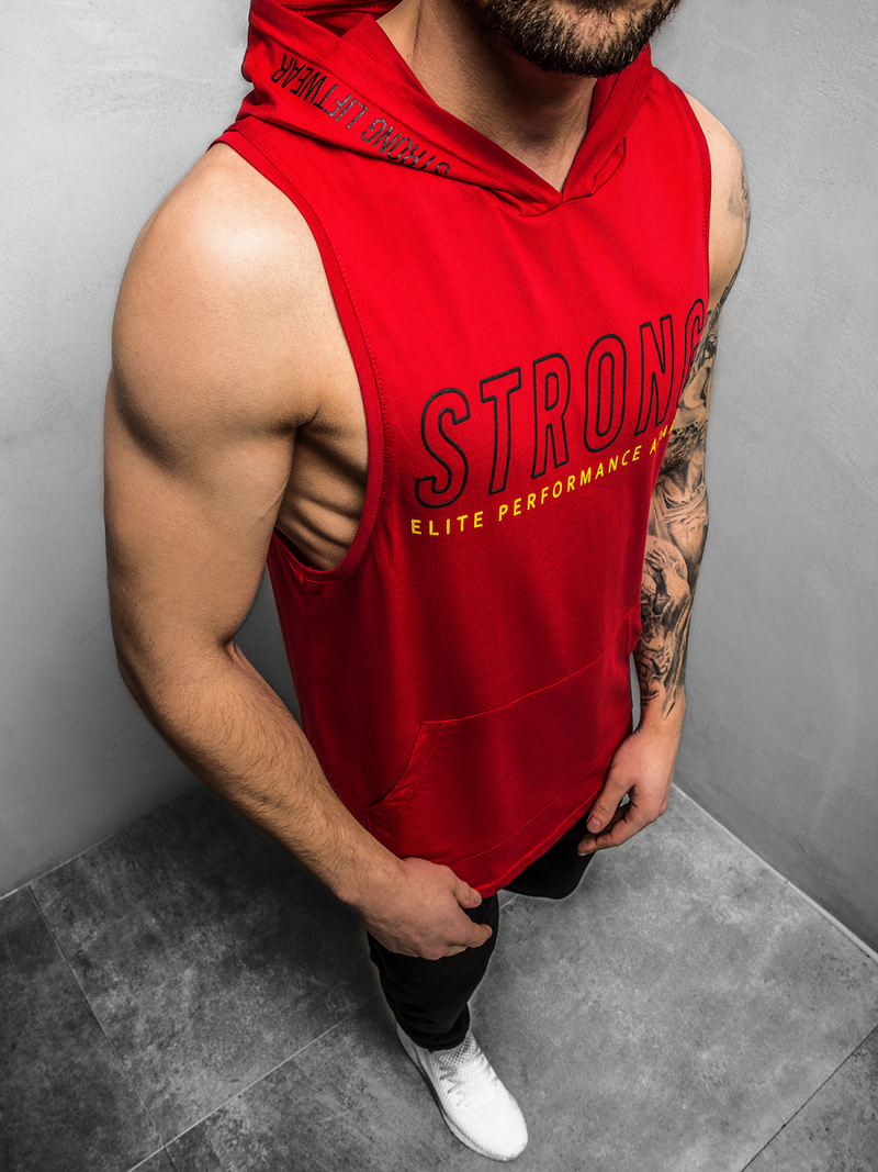 Camiseta sin mangas de hombre roja OZONEE MAD/2992Z