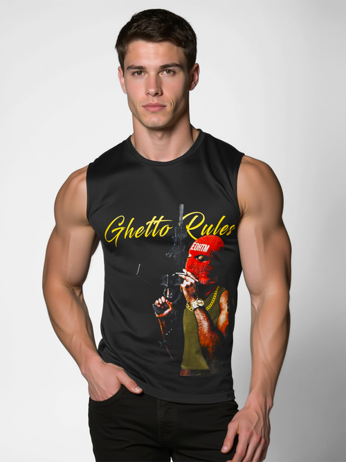 Camiseta sin mangas de hombre negra OZONEE O/T107/3Z