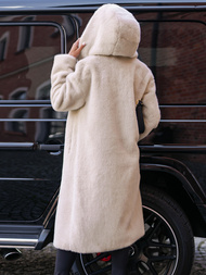 Chaqueta de invierno de piel para mujer beige OZONEE JS/11Z8250